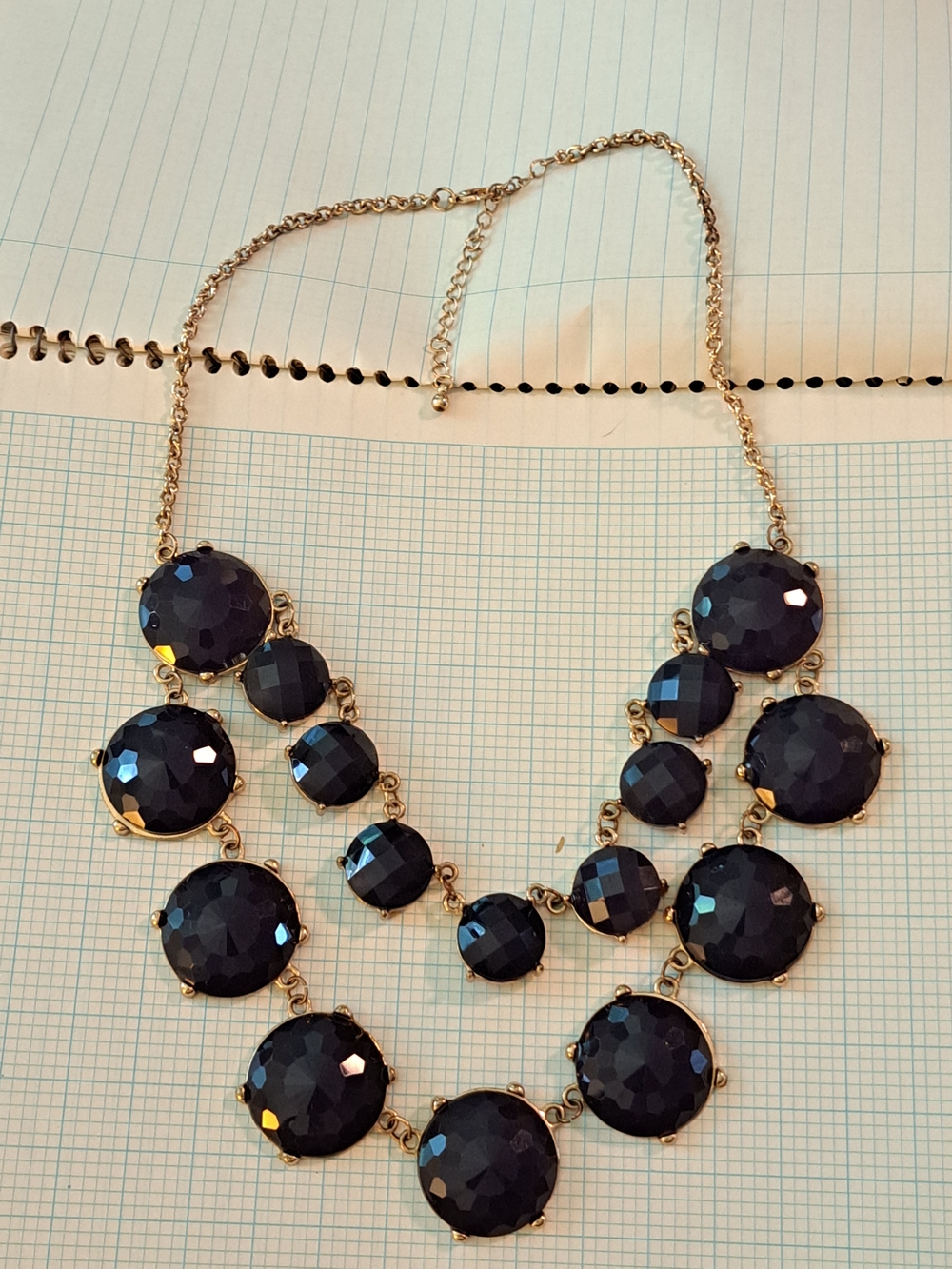 J. Crew Gold-Tone Necklace with Black Faceted Faux Stones